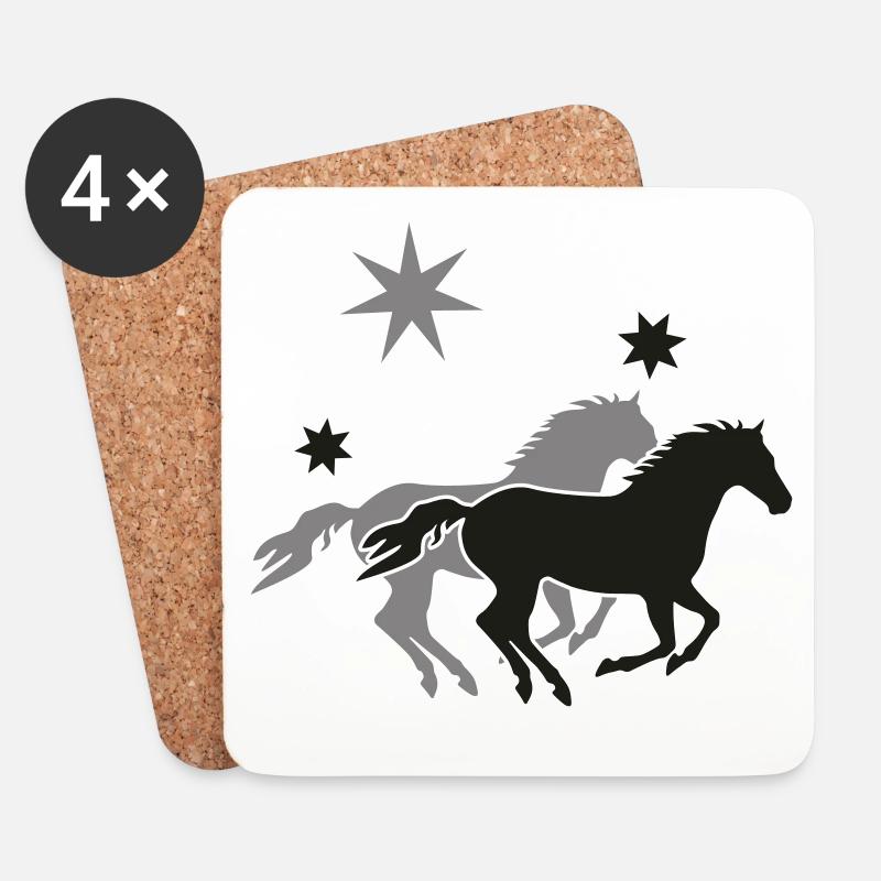 Zwei Pferde - Untersetzer (4er-Set) - Weiß