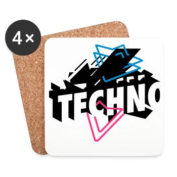 Techno Musik - Untersetzer (4er-Set) - Weiß - Vorne