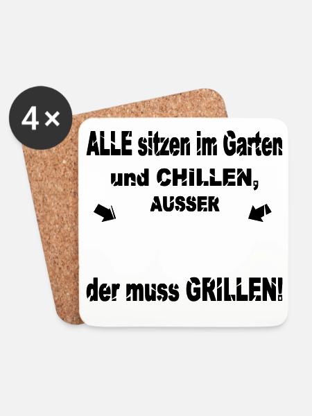 Lustiger Grill-Spruch - Untersetzer (4er-Set) - Weiß