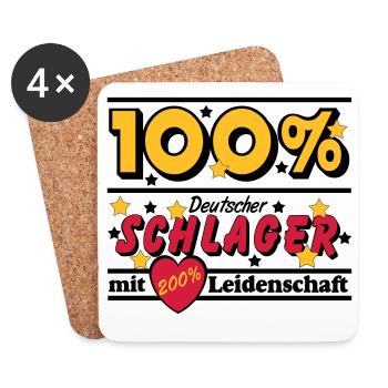 Schlager Party , Schlager Musik , 100% Schlager .. - Untersetzer (4er-Set) - Weiß - Vorne