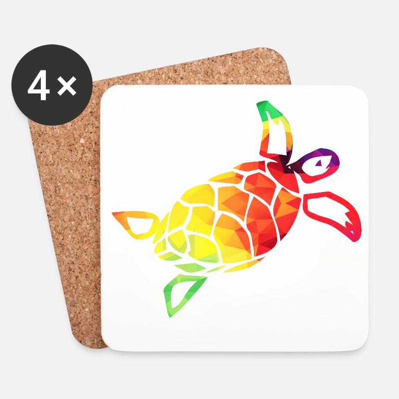 Bunte Schildkröte - Untersetzer (4er-Set) - Weiß