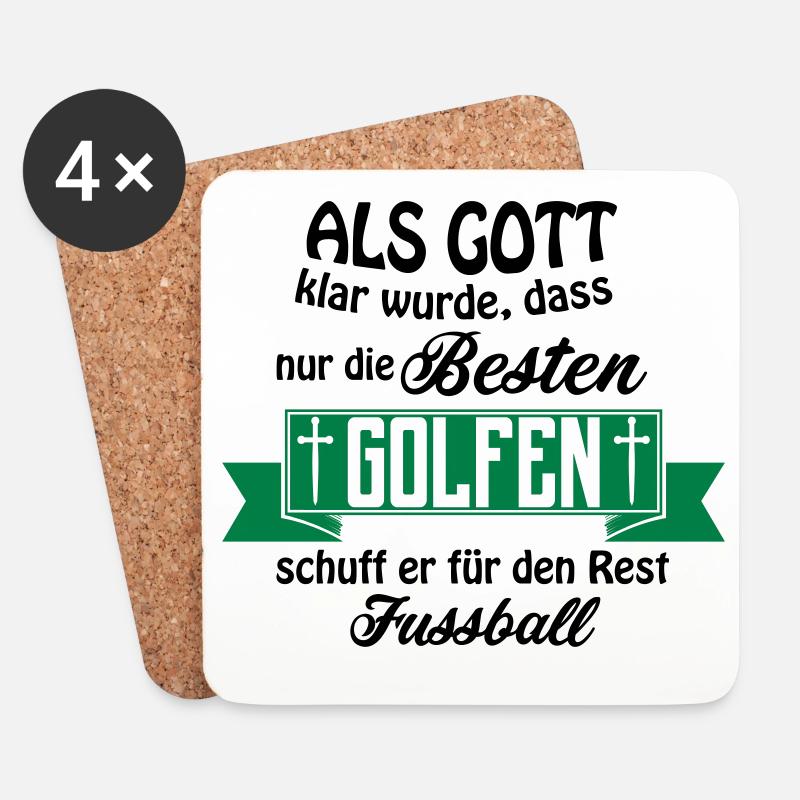 Als Gott Golfen Fussball - Untersetzer (4er-Set) - Weiß