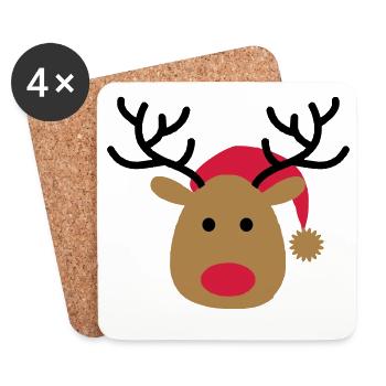 Funny design of a moose for Christmas - Coasters (set of 4) - white - Front