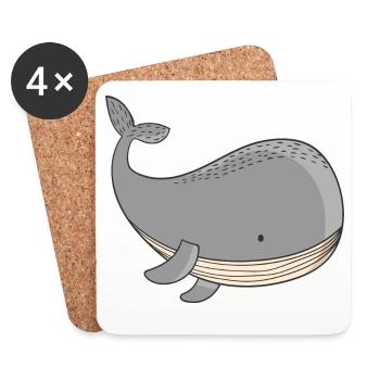 Baleine - Dessous de verre (lot de 4) - blanc - Devant