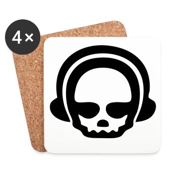 Casque crâne 1Clr - Dessous de verre (lot de 4) - blanc - Devant
