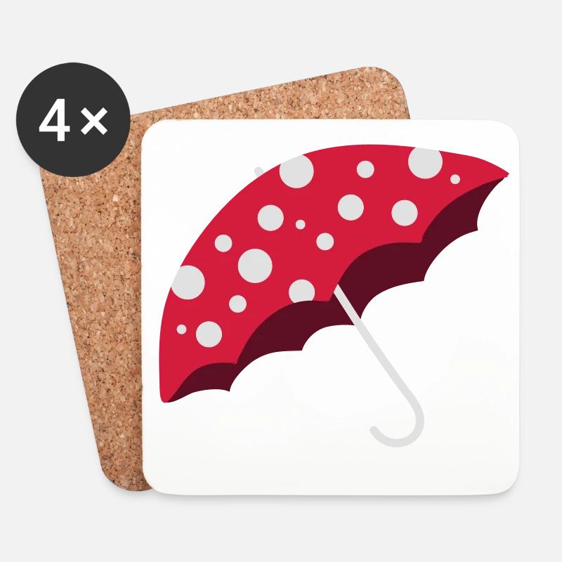 Regenschirm Fliegenpilz - Untersetzer (4er-Set) - Weiß