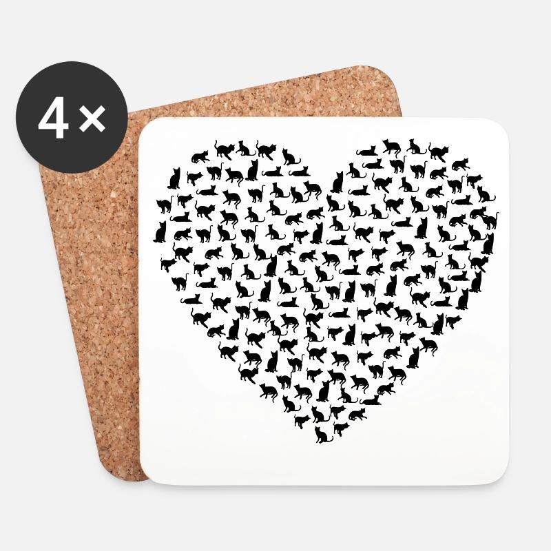 Katze - Untersetzer (4er-Set) - Weiß