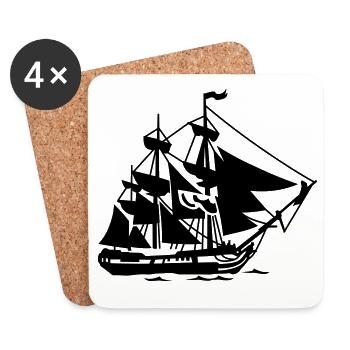 Schiff - Untersetzer (4er-Set) - Weiß - Vorne
