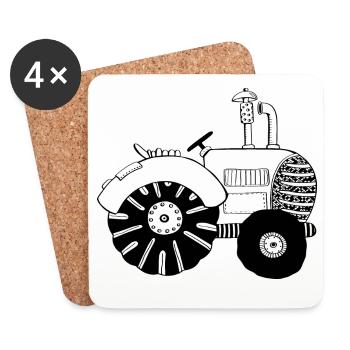 Schicker Traktor - Traktoren - Trecker - Bulldog - Untersetzer (4er-Set) - Weiß - Vorne