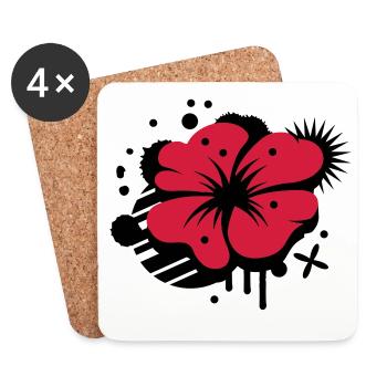 Un coquelicot comme un graffiti - Dessous de verre (lot de 4) - blanc - Devant