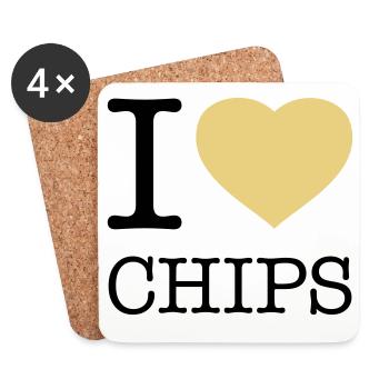 I LOVE CHIPS - Dessous de verre (lot de 4) - blanc - Devant
