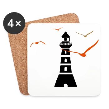 Lighthouse | Seafaring | Sea - Coasters (set of 4) - white - Front