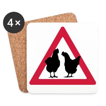 Attention hens hen party - Coasters (set of 4) - white - Front