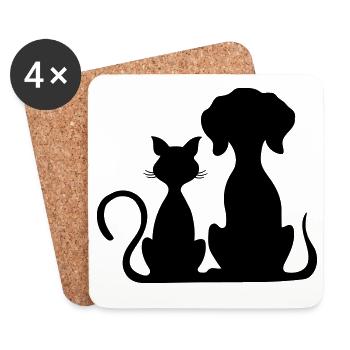 hund und katze - Untersetzer (4er-Set) - Weiß - Vorne