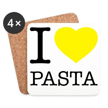 I LOVE PASTA Makkaroni Nudeln - Untersetzer (4er-Set) - Weiß - Vorne