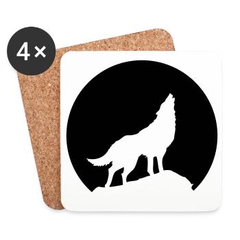 Loup déguisé - Dessous de verre (lot de 4) - blanc - Devant