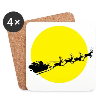 Santa in a Full Moon - Coasters (set of 4) - white - Front