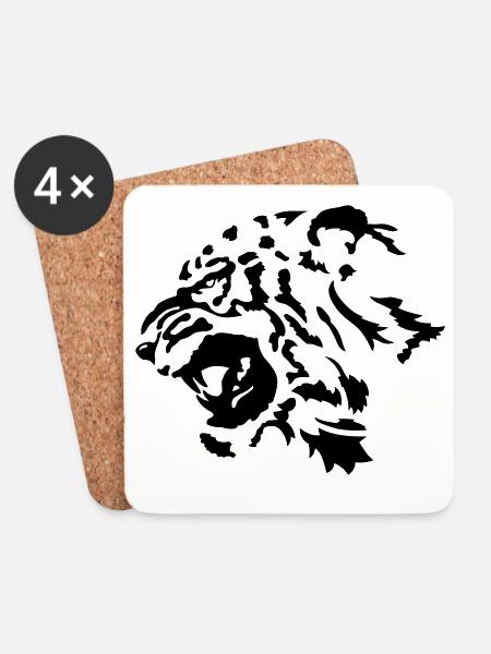 Tiger - Untersetzer (4er-Set) - Weiß