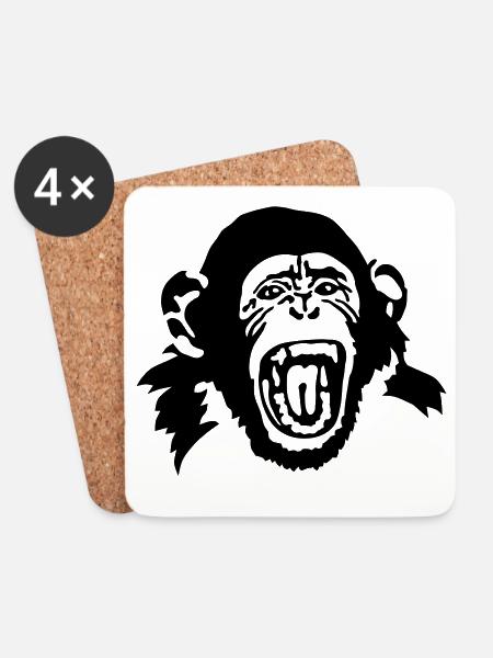 Affe - Untersetzer (4er-Set) - Weiß