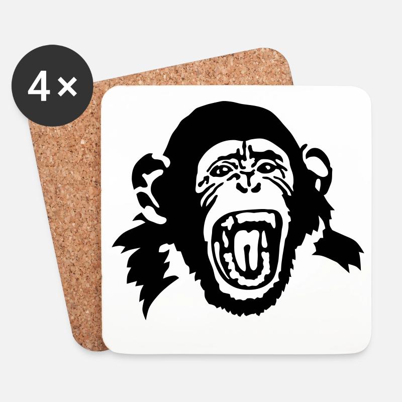 Affe - Untersetzer (4er-Set) - Weiß