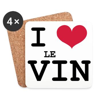 I Love le Vin - Dessous de verre (lot de 4) - blanc - Devant