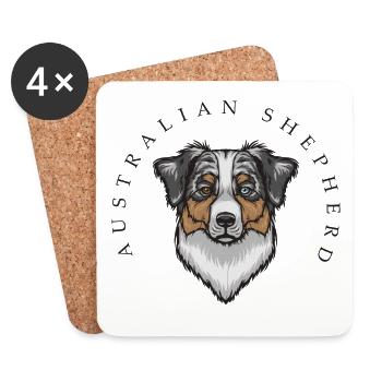 Australian Shepherd - Coasters (set of 4) - white - Front