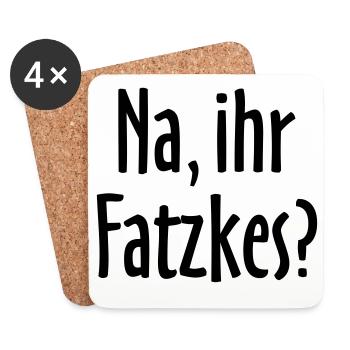 Lustiger Berlin Spruch: Na, ihr Fatzkes? - Untersetzer (4er-Set) - Weiß - Vorne