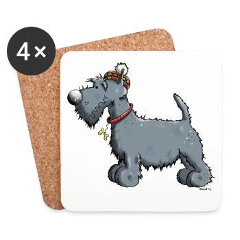 Terrier écossais - Scottish Terrier - Dessous de verre (lot de 4) - blanc - Devant