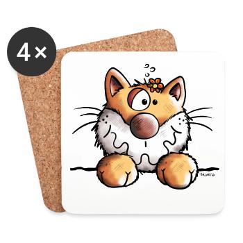 Mignon Chaton - Dessous de verre (lot de 4) - blanc - Devant