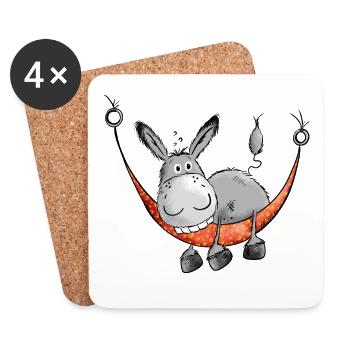 Relaxing Donkey - Comic - Cartoon - Dessous de verre (lot de 4) - blanc - Devant