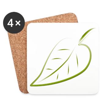 feuille - Dessous de verre (lot de 4) - blanc - Devant