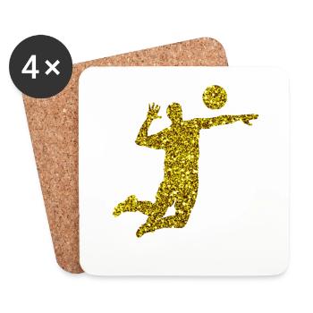 Gold Volleyball - Untersetzer (4er-Set) - Weiß - Vorne