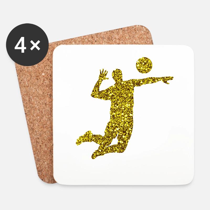 Gold Volleyball - Untersetzer (4er-Set) - Weiß