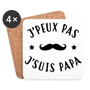 Papa - Fête des Pères - Anniversaire - Bébé - Dessous de verre (lot de 4) - blanc - Devant