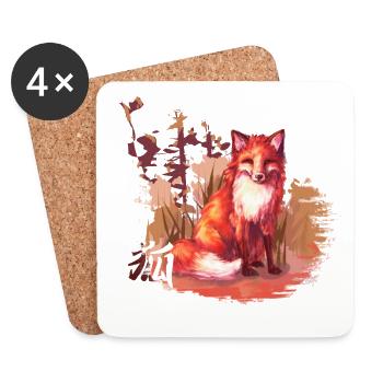 Autumn fox new world - Coasters (set of 4) - white - Front