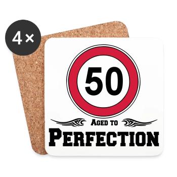 50.Geburtstag , 50 Aged to Perfection .. (25) - Coasters (set of 4) - white - Front