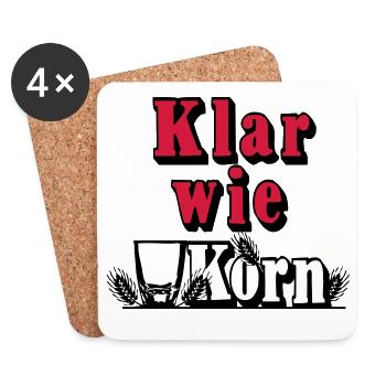 Korn , Party , Weizenkorn ,Klar wie Korn (25) - Untersetzer (4er-Set) - Weiß - Vorne