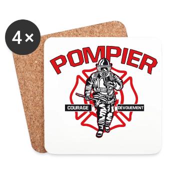 FIREFIGHTER courage dedication - Coasters (set of 4) - white - Front