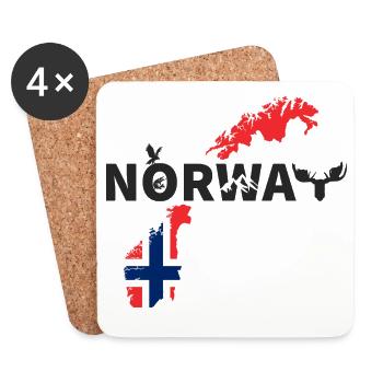 Norway map with flag and moose - Coasters (set of 4) - white - Front