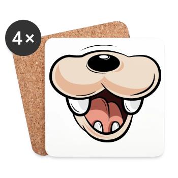 Masque Cartoon Dog Symbol Drôle Comique - Dessous de verre (lot de 4) - blanc - Devant