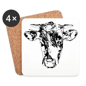 Fermier de cadeaux Cow Cow Head - Dessous de verre (lot de 4) - blanc - Devant