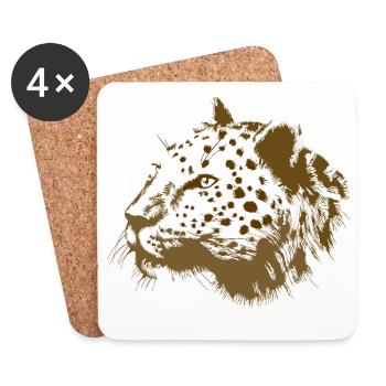 Animal lion head in digital style - Coasters (set of 4) - white - Front