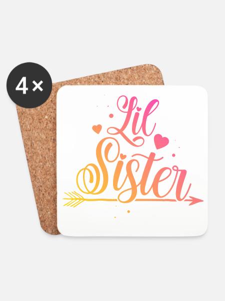 Kleine Schwester - Untersetzer (4er-Set) - Weiß