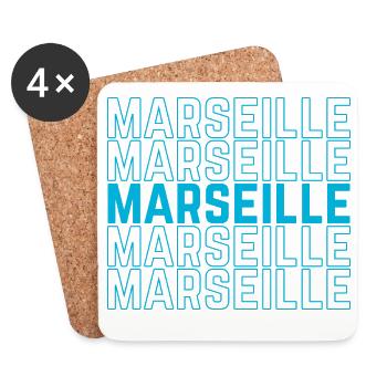 Marseille Outlined Repeat Neon Blau - Untersetzer (4er-Set) - Weiß - Vorne