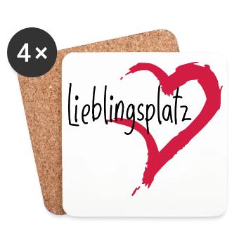 Lieblingsplatz Kissen mit Herz - Untersetzer (4er-Set) - Weiß - Vorne