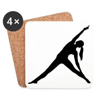 fitness woman silhouette gym gymnastics - Coasters (set of 4) - white - Front