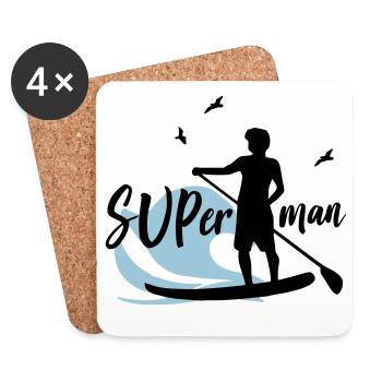 SUP man Super man - Untersetzer (4er-Set) - Weiß - Vorne