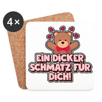 Ein dicker Schmatz für dich! Bär - Bären - Untersetzer (4er-Set) - Weiß - Vorne