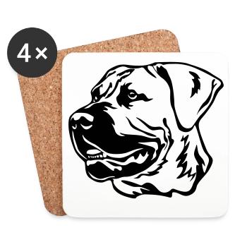 Boerboel Tête - Dessous de verre (lot de 4) - blanc - Devant