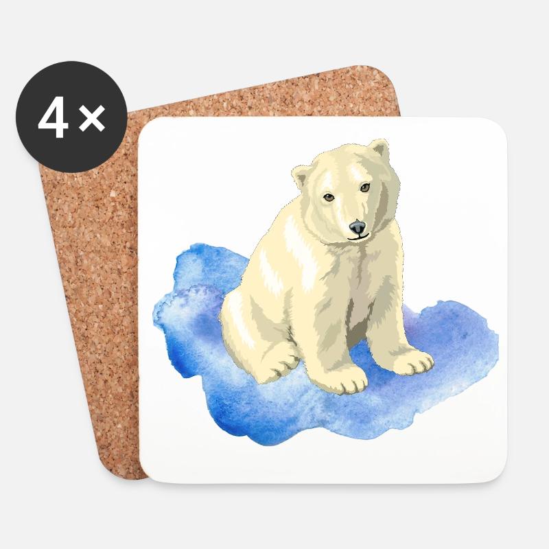 Eisbär - Untersetzer (4er-Set) - Weiß